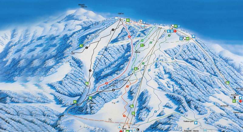 mapa ski resortu Cerkno