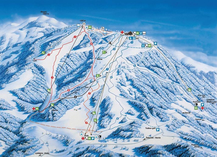 Ski Cerkno - ski mapa